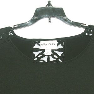Ava & Viv Black Sheer Back Soft Knit Tunic Size 1X